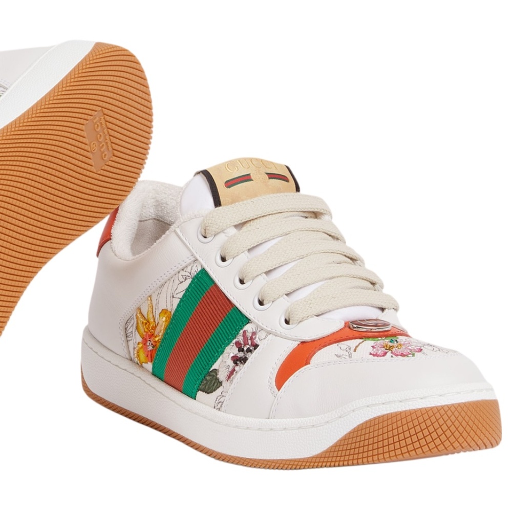GUCCI Women's Screener Sneaker Oval Enameled Detail Crystals Size 7.5 NIB 836569